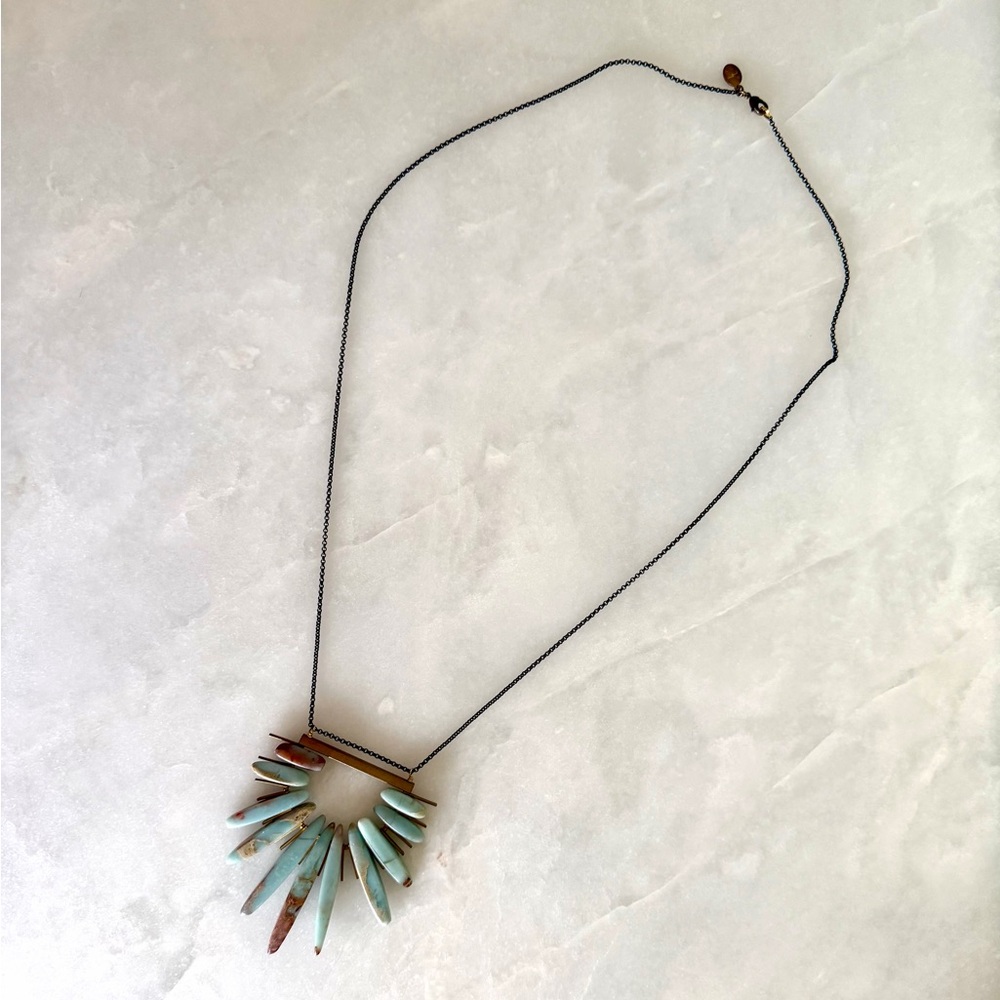 Turquoise and Brass Larissa Loden Necklace